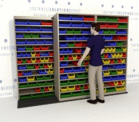 Mobile Plastic Bin Rack Storage System