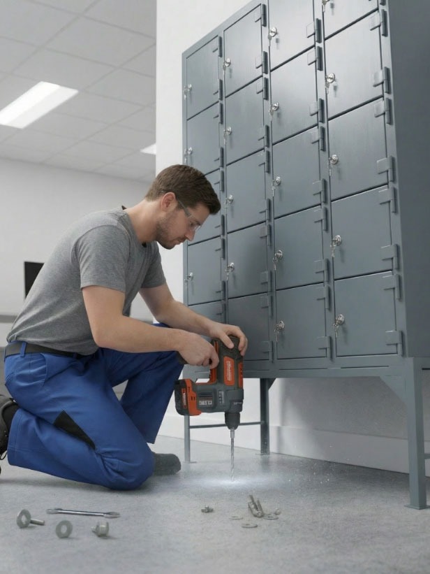 Facility staff planning storage installation
